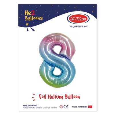 40 inch Rainbow Number 8 Foil Balloon - 1