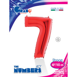 40 inch Red Number 7 Grabo Foil Balloon - 1