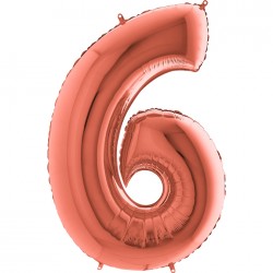 40 inch Rose Gold Number 6 Grabo Foil Balloon - 2