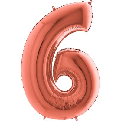 40 inch Rose Gold Number 6 Grabo Foil Balloon - 2