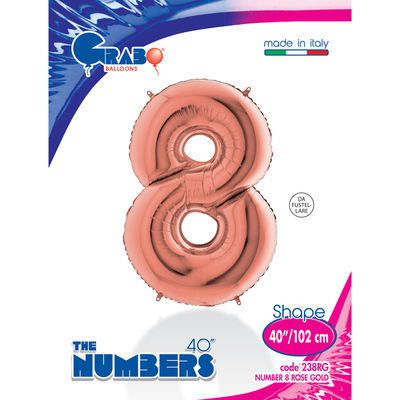 40 inch Rose Gold Number 8 Grabo Foil Balloon - 1