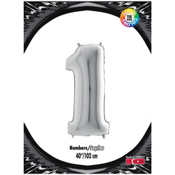 40 inch Silver Number 1 Foil Balloon - Kikajoy