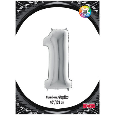40 inch Silver Number 1 Foil Balloon - 1