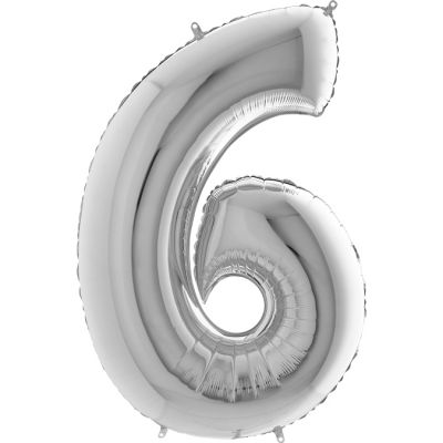 40 inch Silver Number 6 Grabo Foil Balloon - 2