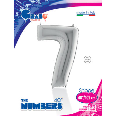 40 inch Silver Number 7 Grabo Foil Balloon - 1