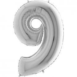 40 inch Silver Number 9 Grabo Foil Balloon - 2
