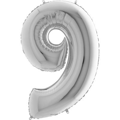 40 inch Silver Number 9 Grabo Foil Balloon - 2