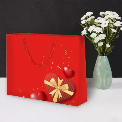 Kalp Valentine Karton Çanta 42x38cm - 1
