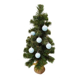 Mavi Ağaç Süsleme Topları 4 cm 6'lı - Thumbnail
