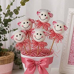5-Piece Cute Pink Lamb Head Pick Set - Kikajoy