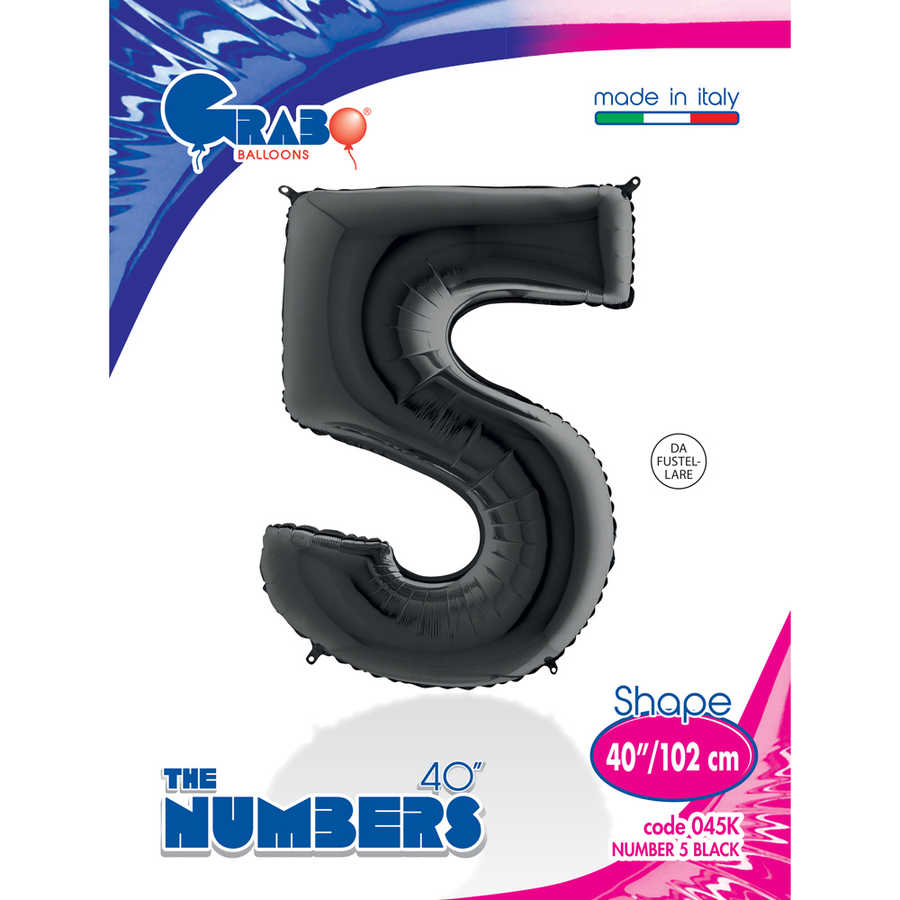 5 Rakam Grabo Siyah Folyo Balon 40"