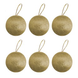 Kikajoy - Altın Simli Ağaç Süsleme Topları 6 cm 6'lı