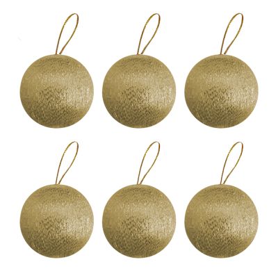 Altın Simli Ağaç Süsleme Topları 6 cm 6'lı