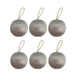 Kikajoy - Gümüş Simli Ağaç Süsleme Topları 6 cm 6lı