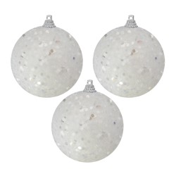 Kikajoy - Beyaz Pullu Lüks Ağaç Süsleme Topları 8 cm