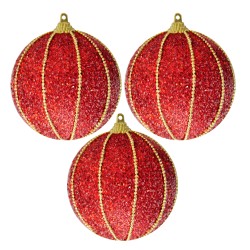 Kikajoy - Zincir Detay Kırmızı Lüks Ağaç Süsleme Topları 8cm