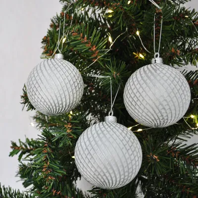 Mat Gümüş Yılbaşı Ağaç Süsleme Topu 8cm 3lü - 1