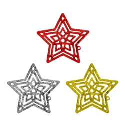 Simli Yıldız Ağaç Süsü 3lü - (1)