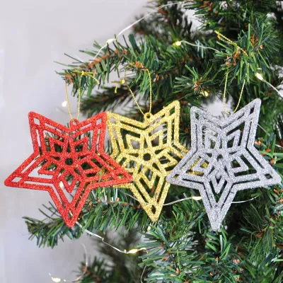 Simli Yıldız Ağaç Süsü 3lü - 1