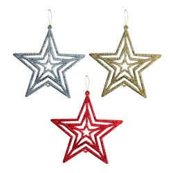 Simli Yıldız Ağaç Süsü 3lü - 2