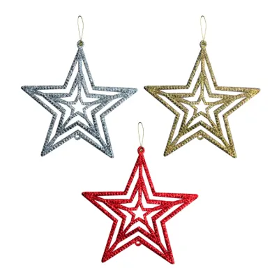 Simli Yıldız Ağaç Süsü 3lü - 2