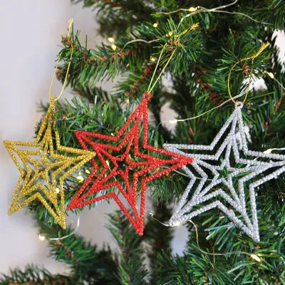 Simli Yıldız Ağaç Süsü 3lü - 1
