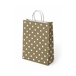Altın Puantiyeli Büküm Saplı Kraft Çanta 18x24cm - Kikajoy