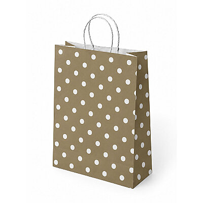 Altın Puantiyeli Büküm Saplı Kraft Çanta 25x31 - 1