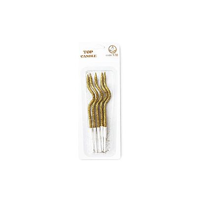 Altın Simli Kıvrımlı Doğum Günü Pasta Mumu 12 cm 5 Parça - 3