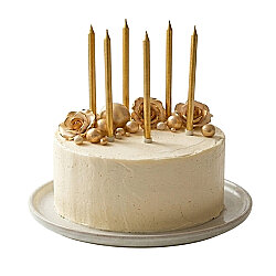 Altın Uzun Pasta Mum Seti 15cm 6 Parça - Kikajoy