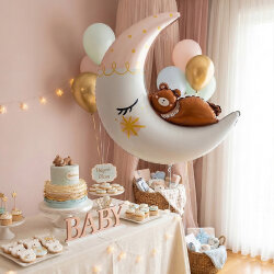 Ayda Uyuyan Sevimli Ayıcık Folyo Balon - Kikajoy