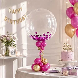 Fuşya Balon Süsleme Pulu - 1