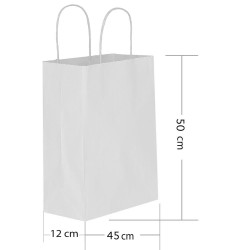 Beyaz Büküm Saplı Kraft Çanta 45x50cm - Thumbnail