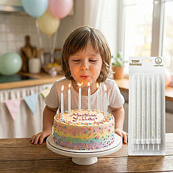 Beyaz Simli Pasta Mumları 6 Adet – Şık Doğum Günü Mum Seti - Kikajoy