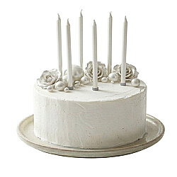 Beyaz Uzun Pasta Mum Seti 15cm 6 Parça - KİKAJOY