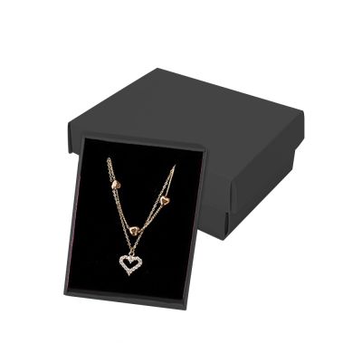 Black Cotton-Filled Necklace Box - 1
