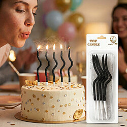 Black Gilded Curvy Cake Candle Set (4-Piece) - 12 cm - 1