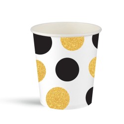 Black Gold Polka Dot Paper Cups - Kikajoy