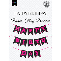  - Black Happy Birthday Banner with Fuchsia Letters
