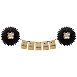 Black Happy Birthday Paper Fan Decoration Set - 2