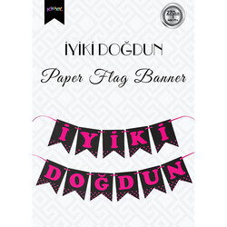  - Black İyi Ki Doğdun Banner with Fuchsia Letters