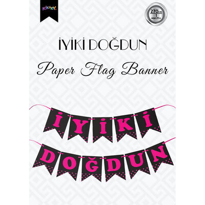 Black İyi Ki Doğdun Banner with Fuchsia Letters