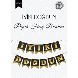  - Black İyi Ki Doğdun Banner with Gold Letters