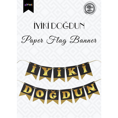 Black İyi Ki Doğdun Banner with Gold Letters