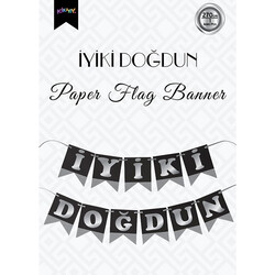  - Black İyi Ki Doğdun Banner with Silver Letters