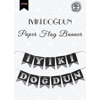 Black İyi Ki Doğdun Banner with Silver Letters