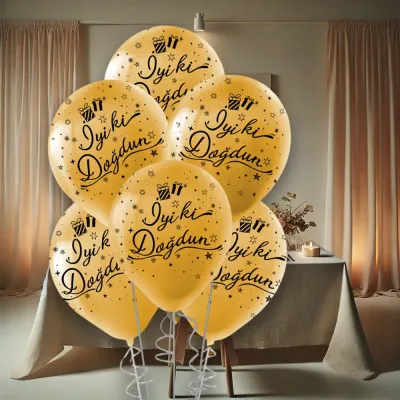 Metallic Black İyi Ki Dogdun Gold Balloons 12