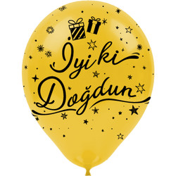 Metallic Black İyi Ki Dogdun Gold Balloons 12