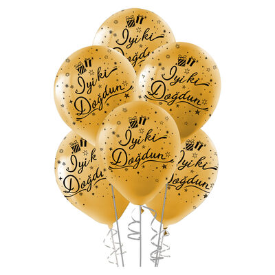 Metallic Black İyi Ki Dogdun Gold Balloons 12