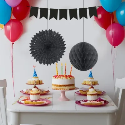 Black Paper Decoration Set - 3pcs - 1